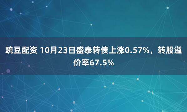 豌豆配资 10月23日盛泰转债上涨0.57%，转股溢价率67.5%